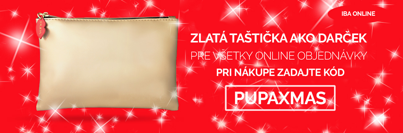 Zlatá taštička ako darček promo-pupaxmas
